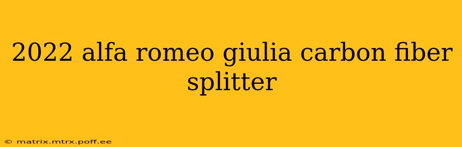 2022 alfa romeo giulia carbon fiber splitter