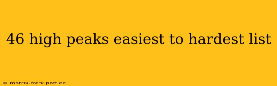 46 high peaks easiest to hardest list