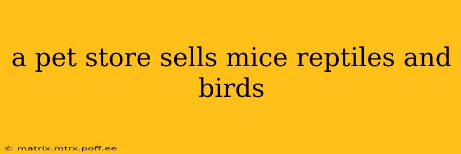 a pet store sells mice reptiles and birds