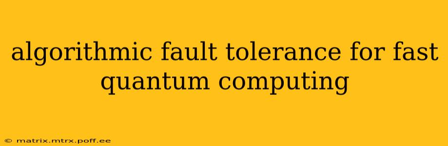 algorithmic fault tolerance for fast quantum computing