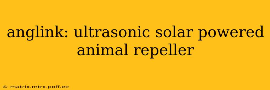 anglink: ultrasonic solar powered animal repeller