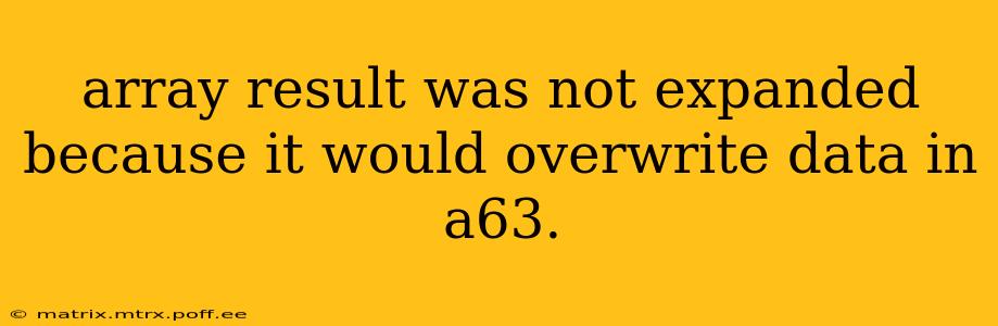 array result was not expanded because it would overwrite data in a63.