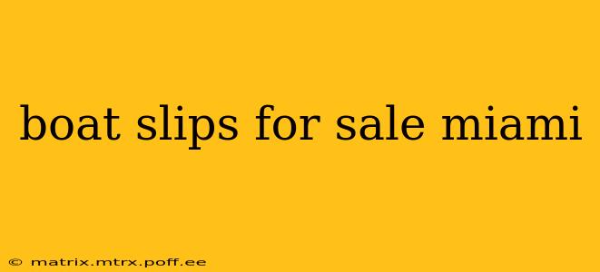 boat slips for sale miami