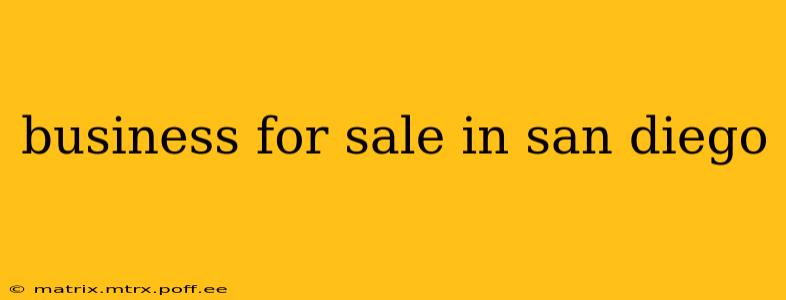 business for sale in san diego