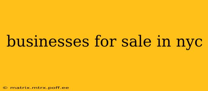 businesses for sale in nyc