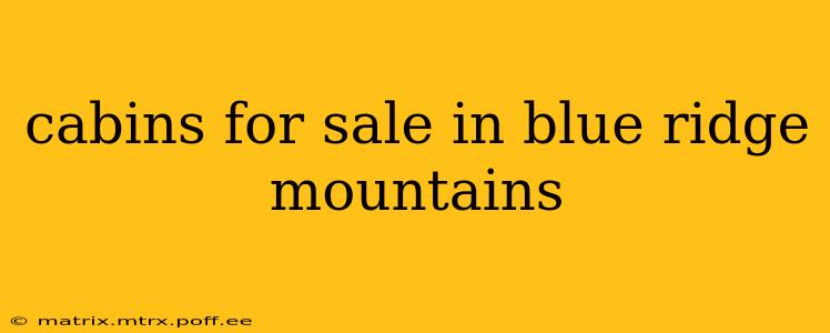 cabins for sale in blue ridge mountains