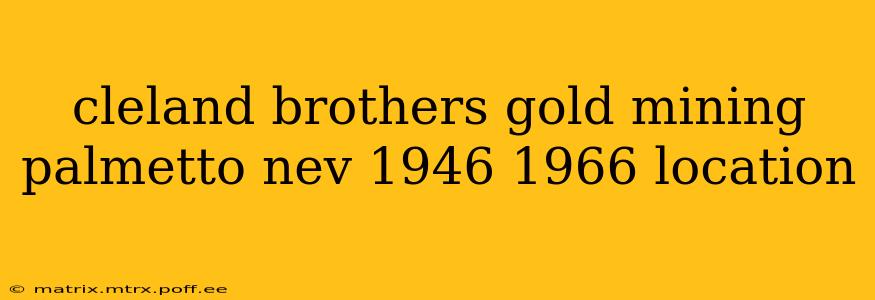 cleland brothers gold mining palmetto nev 1946 1966 location