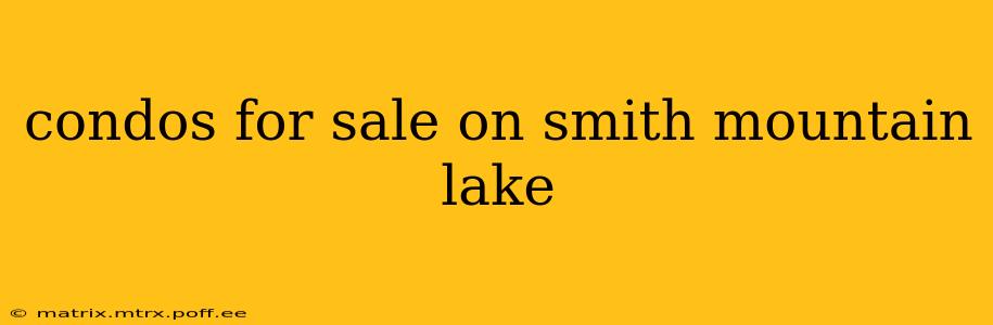 condos for sale on smith mountain lake
