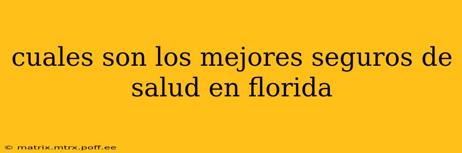 cuales son los mejores seguros de salud en florida