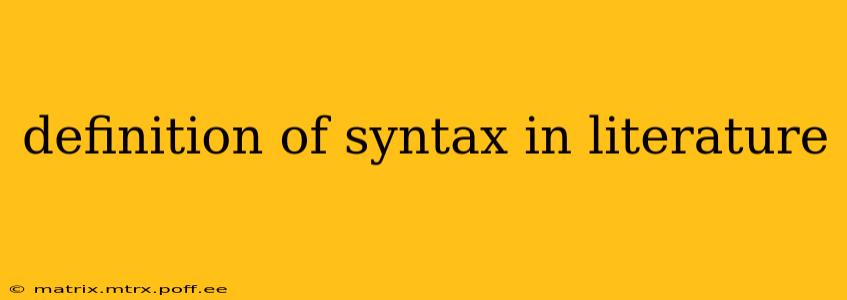 definition of syntax in literature