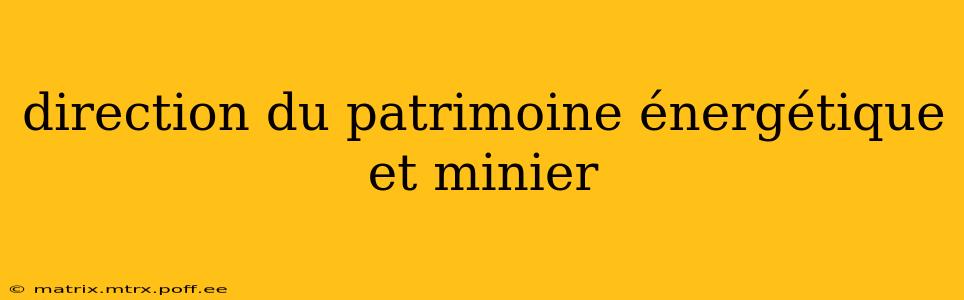 direction du patrimoine énergétique et minier