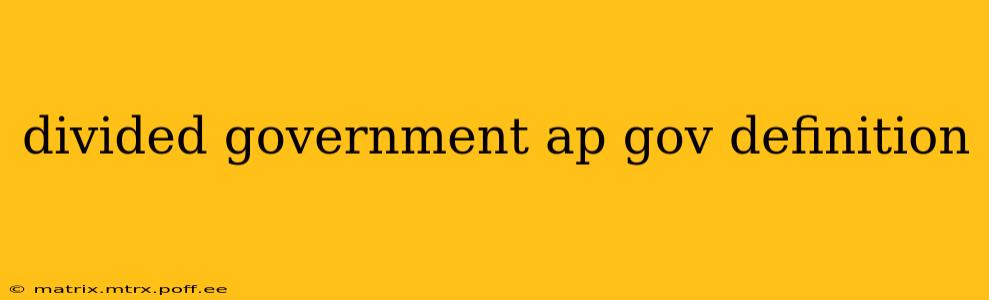 divided government ap gov definition