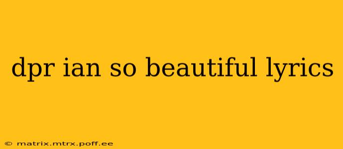 dpr ian so beautiful lyrics