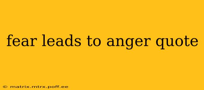 fear leads to anger quote