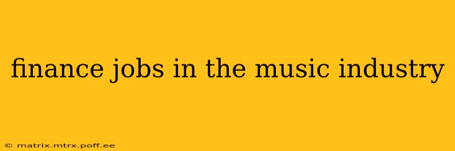 finance jobs in the music industry