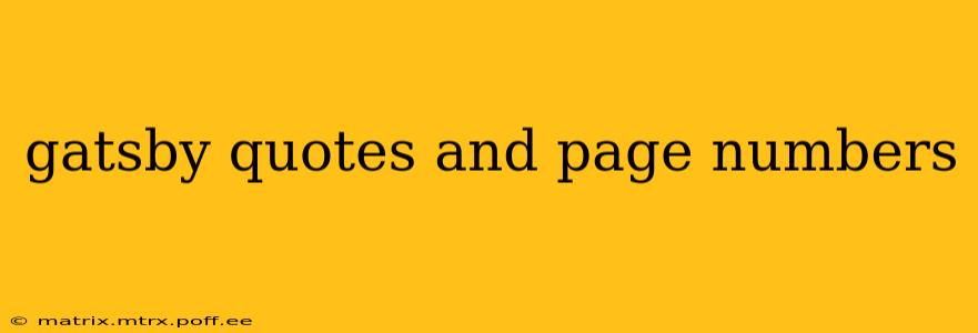 gatsby quotes and page numbers