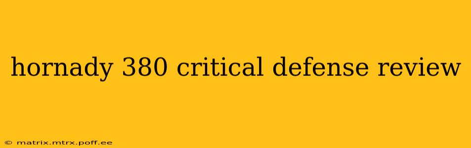 hornady 380 critical defense review