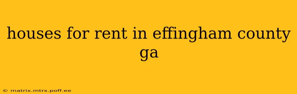 houses for rent in effingham county ga