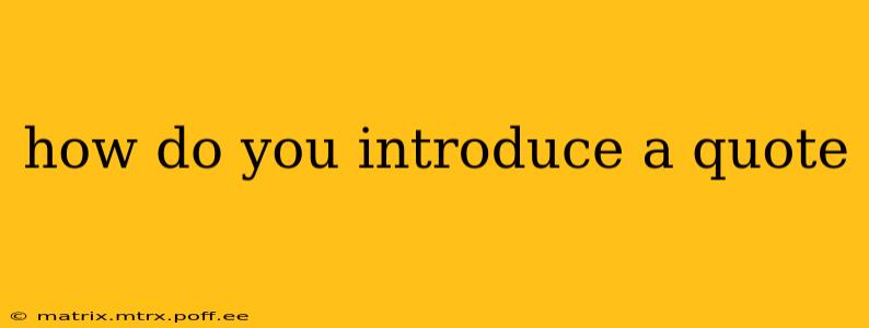 how do you introduce a quote