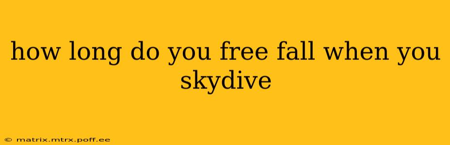 how long do you free fall when you skydive