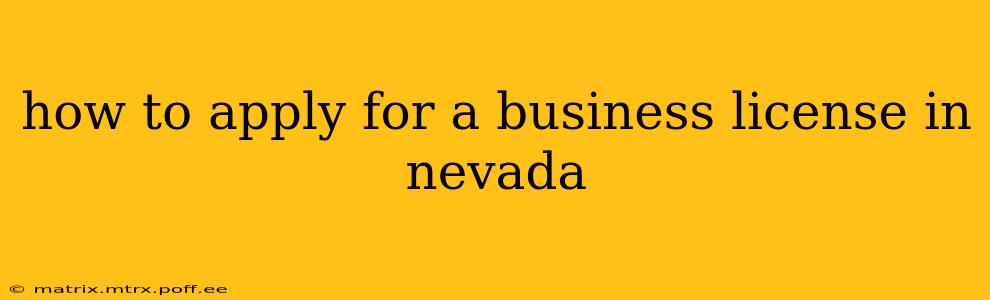 how to apply for a business license in nevada