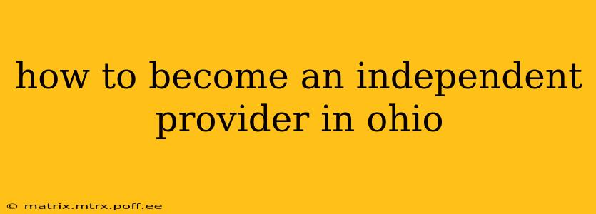 how to become an independent provider in ohio