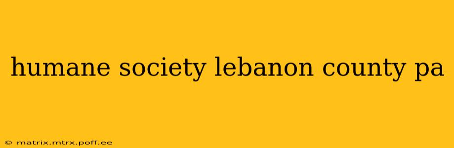 humane society lebanon county pa