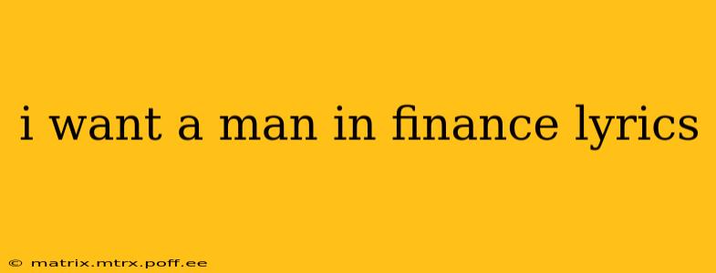 i want a man in finance lyrics