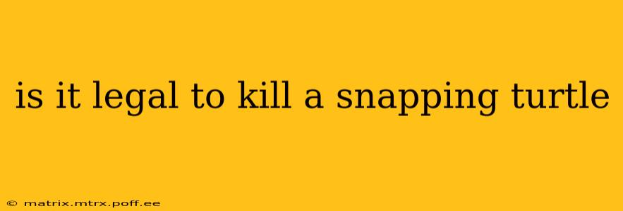 is it legal to kill a snapping turtle