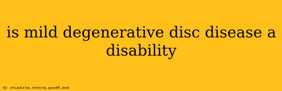 is mild degenerative disc disease a disability