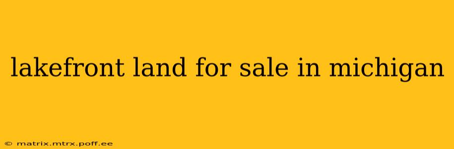 lakefront land for sale in michigan