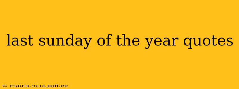 last sunday of the year quotes