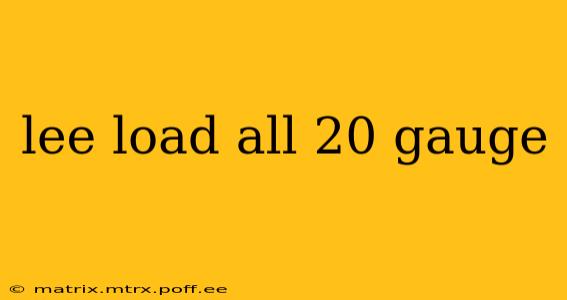 lee load all 20 gauge