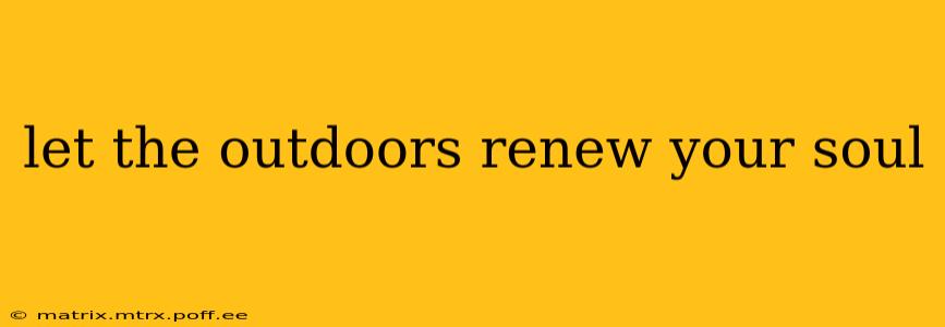 let the outdoors renew your soul
