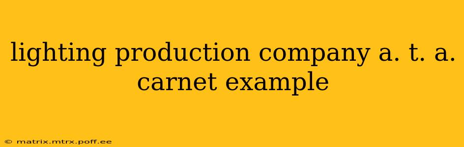 lighting production company a. t. a. carnet example