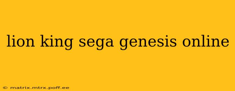 lion king sega genesis online