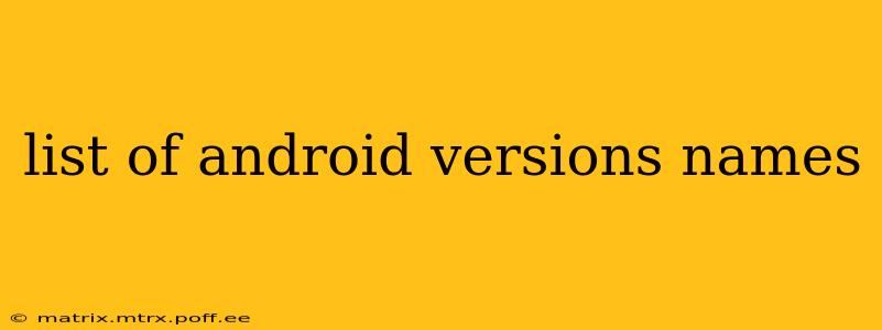 list of android versions names