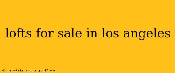 lofts for sale in los angeles