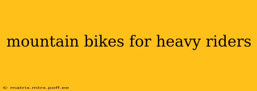mountain bikes for heavy riders