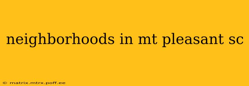 neighborhoods in mt pleasant sc