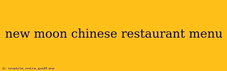 new moon chinese restaurant menu