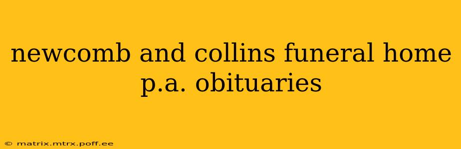 newcomb and collins funeral home p.a. obituaries