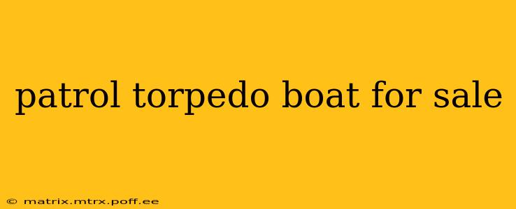 patrol torpedo boat for sale