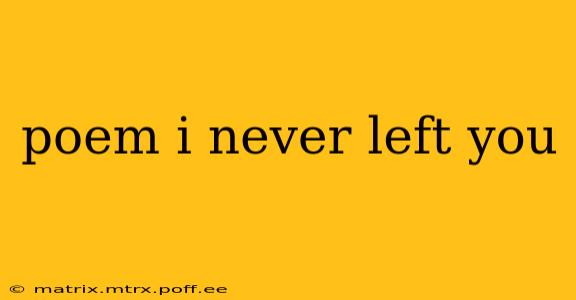 poem i never left you