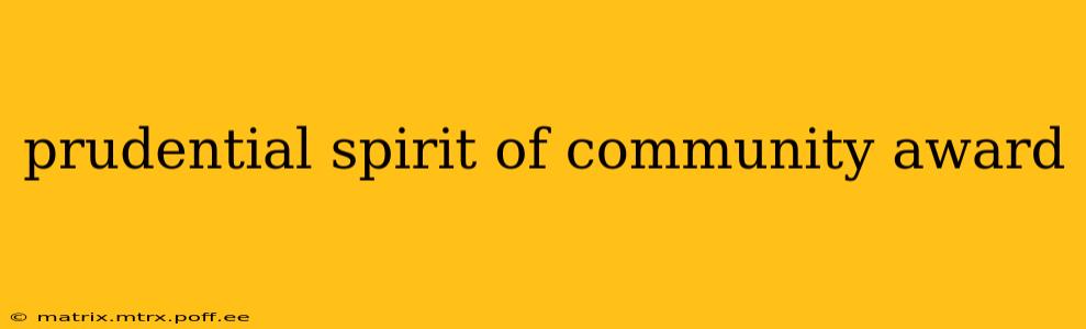 prudential spirit of community award