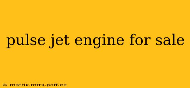 pulse jet engine for sale