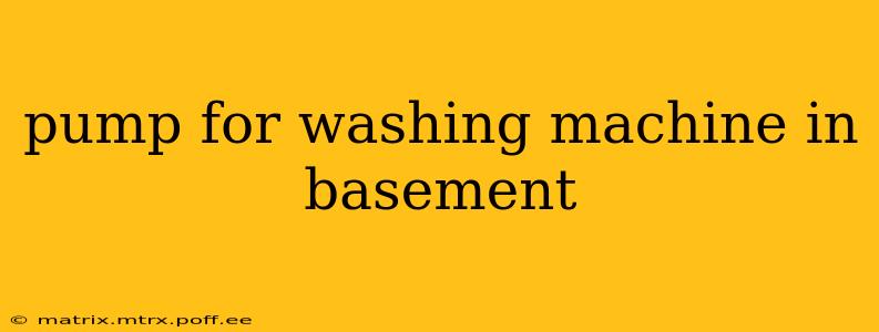 pump for washing machine in basement