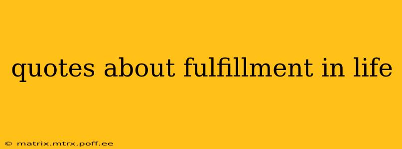 quotes about fulfillment in life