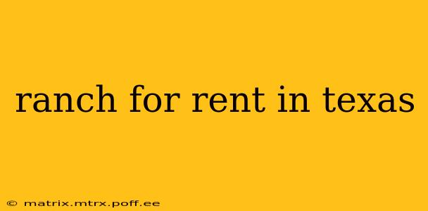 ranch for rent in texas