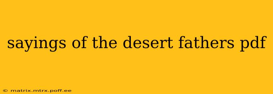 sayings of the desert fathers pdf